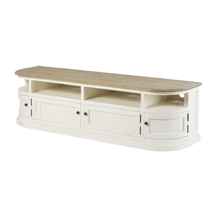 Maisons du Monde Provence - Mueble de TV de pino macizo blanco Ofertas especiales