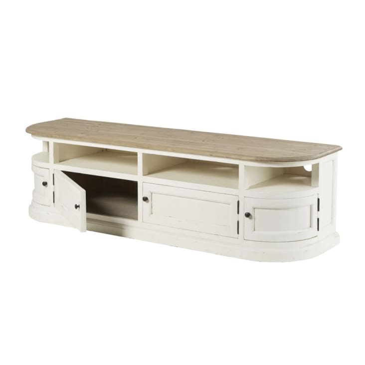 Maisons du Monde Provence - Mueble de TV de pino macizo blanco Ofertas especiales