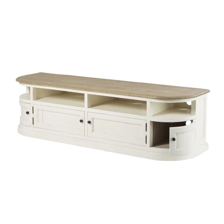 Maisons du Monde Provence - Mueble de TV de pino macizo blanco Ofertas especiales