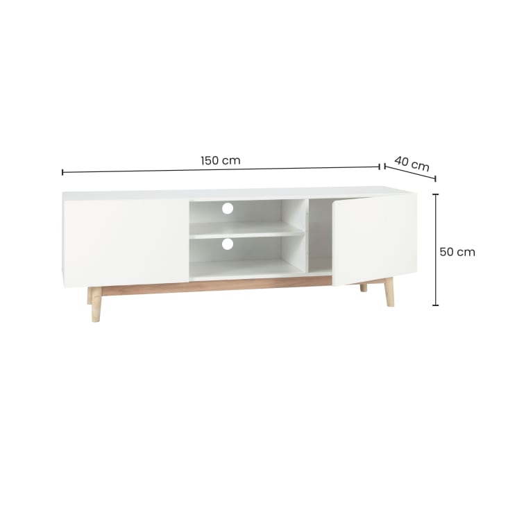 Maisons du Monde Artic - Mueble de TV vintage 2 puertas blanco Precio ultrabajo
