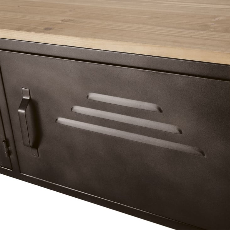 Maisons du Monde Wayne - Mueble de TV con 3 puertas y ruedas metal gris y mango macizo Devoluciones gratuitas
