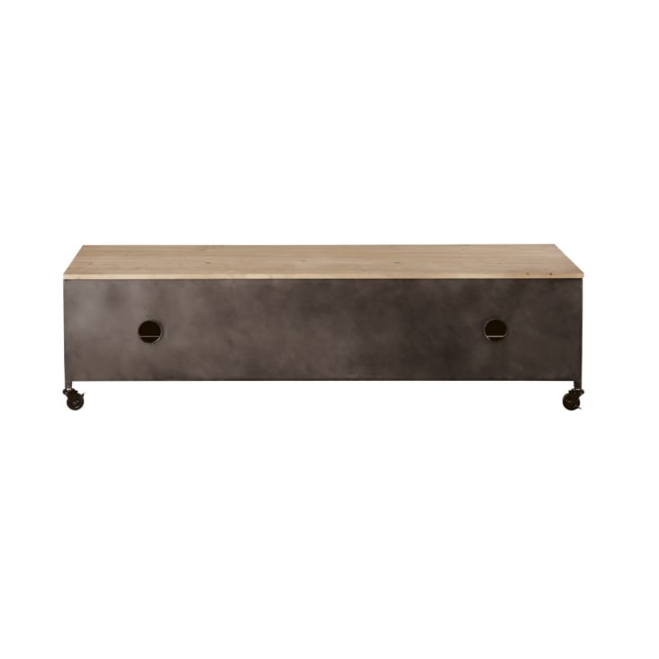 Maisons du Monde Wayne - Mueble de TV con 3 puertas y ruedas metal gris y mango macizo Devoluciones gratuitas