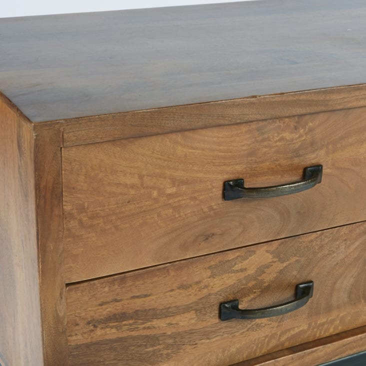 Maisons du Monde Hipster - Mueble de TV con 1 puerta y 2 cajones de mango macizo y metal negro Rebajas