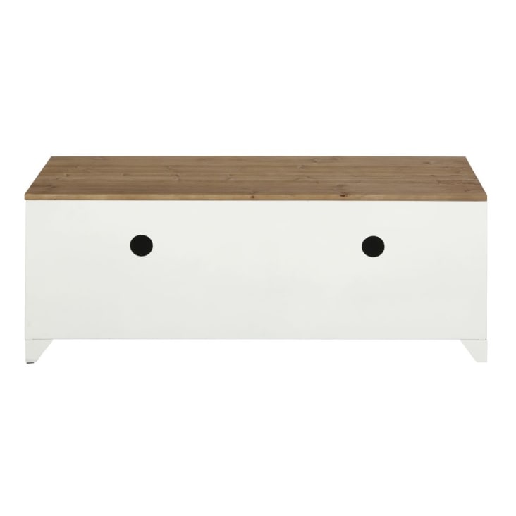 Maisons du Monde Bruce - Mueble de TV industrial 3 puertas de metal blanco y abeto Ofertas