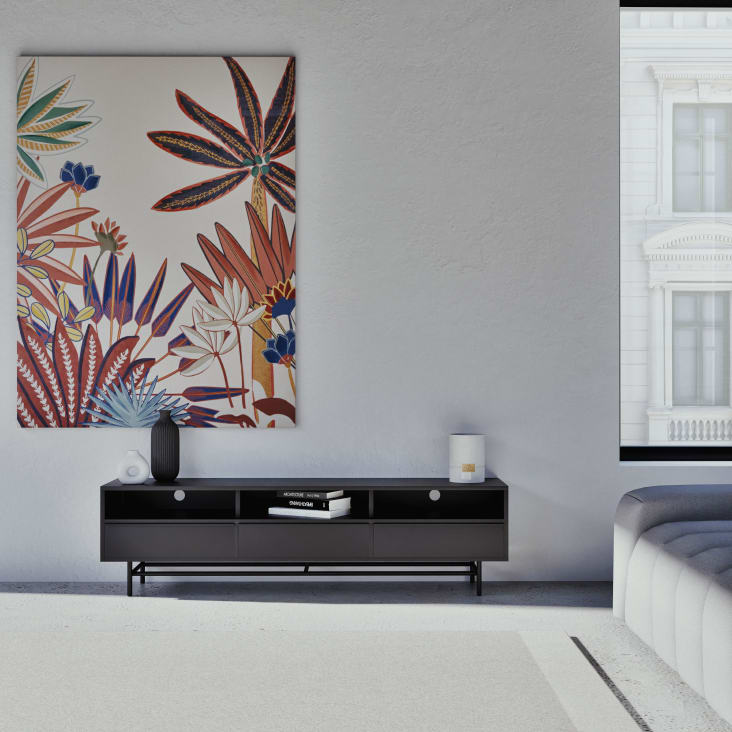 Maisons du Monde Watkin - Mueble de TV de metal negro con 3cajones Rebajas baratas