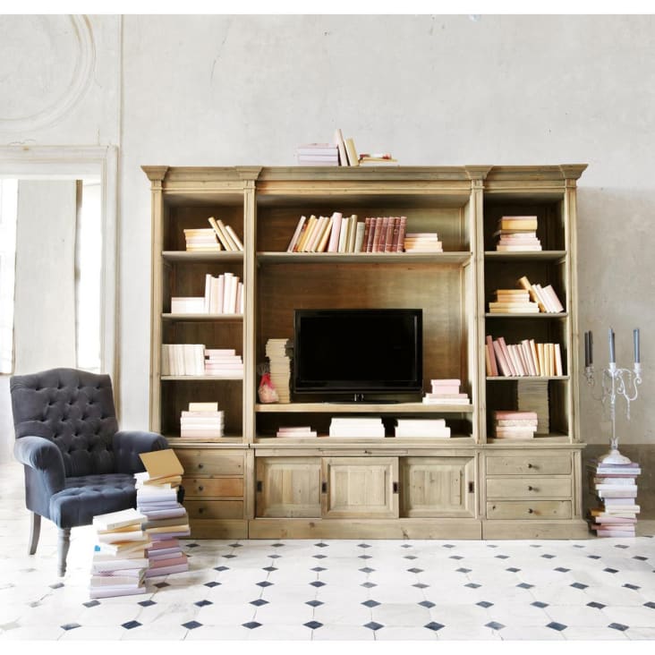 Maisons du Monde Passy - Mueble de salón librería de pino macizo reciclado Los más vendidos