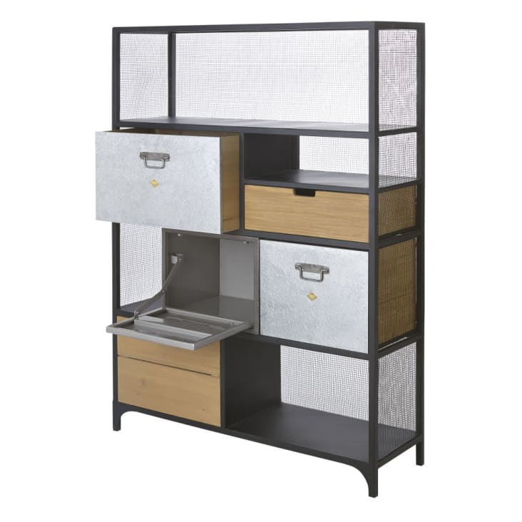 Maisons du Monde Harvey - Estantería industrial con 4 cajones y 1 puerta de abeto y metal Descuento