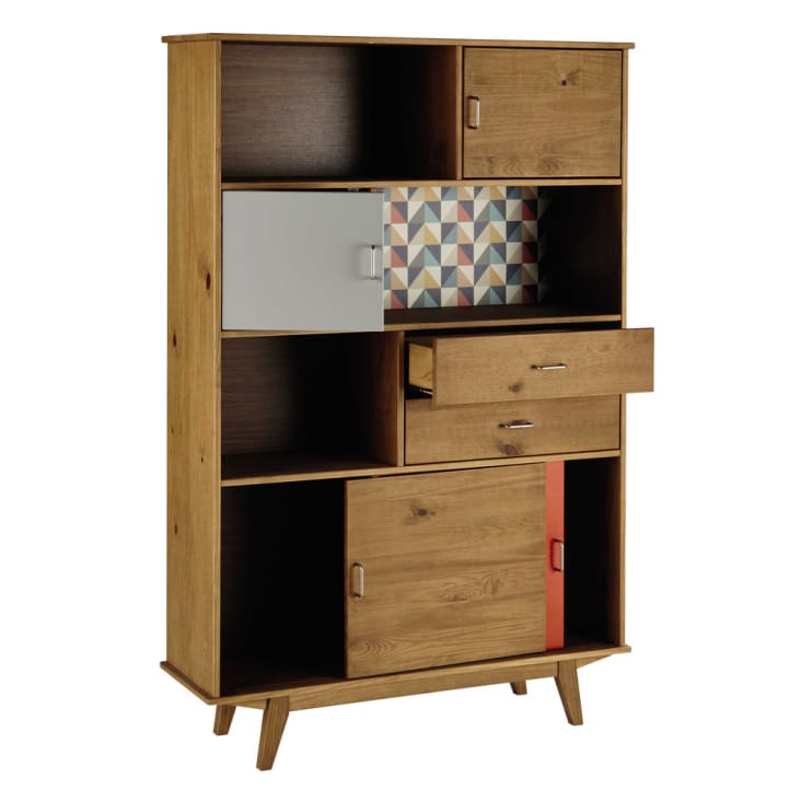 Maisons du Monde Paulette - Librería vintage con 2 cajones y 4 puertas multicolor Tienda