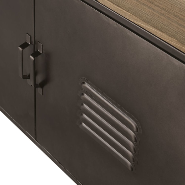 Maisons du Monde Wayne - Biblioteca con 2 puertas grises de metal y mango macizo Rebajas online