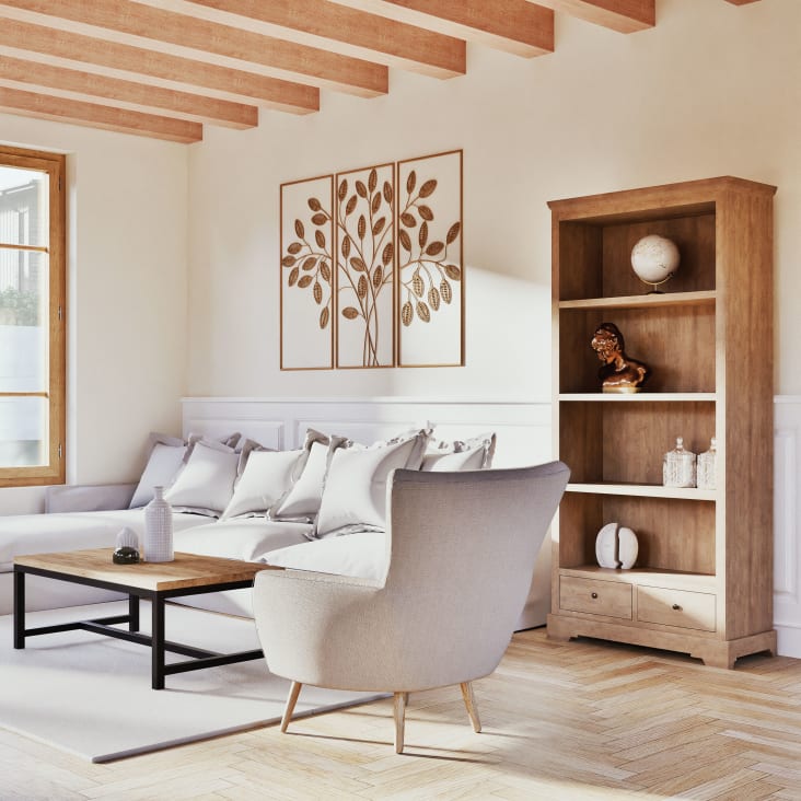 Maisons du Monde Cavaillon - Librería gris con 2 cajones Oferta especial