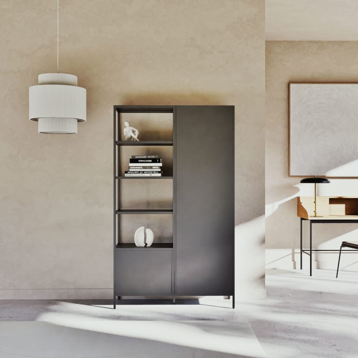 Maisons du Monde Watkin - Librería de metal negro de 2 puertas Últimos 3 días