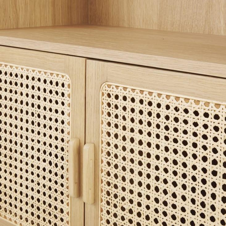Maisons du Monde Canopy - Estantería de madera de 2 puertas y 3 nichos de caña de ratán Últimos 2 días