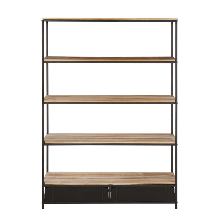 Maisons du Monde Long Island - Estantería industrial con 2 cajones de abeto macizo y metal Precio de fábrica