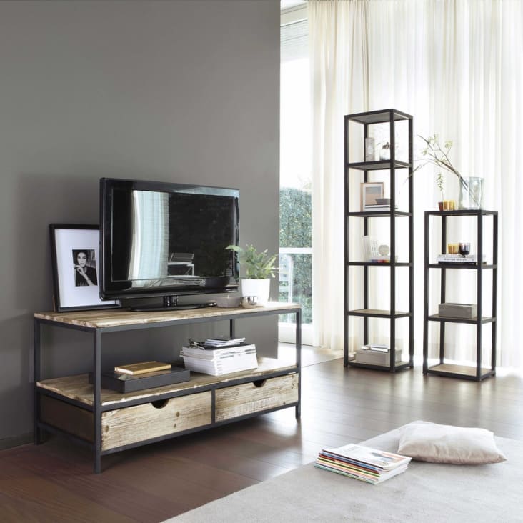 Maisons du Monde Long Island - Estantería industrial de abeto macizo y metal Promoción por tiempo limitado