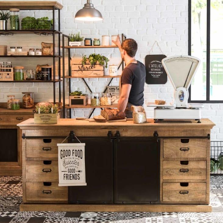 Maisons du Monde Staten - Estantería industrial de abeto y metal gris antracita Limitado a 3 días