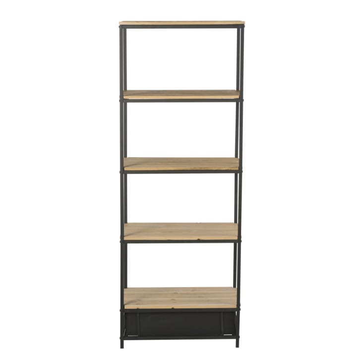 Maisons du Monde Long Island - Estantería industrial con 1 cajón de abeto macizo y metal Precios de Black Friday