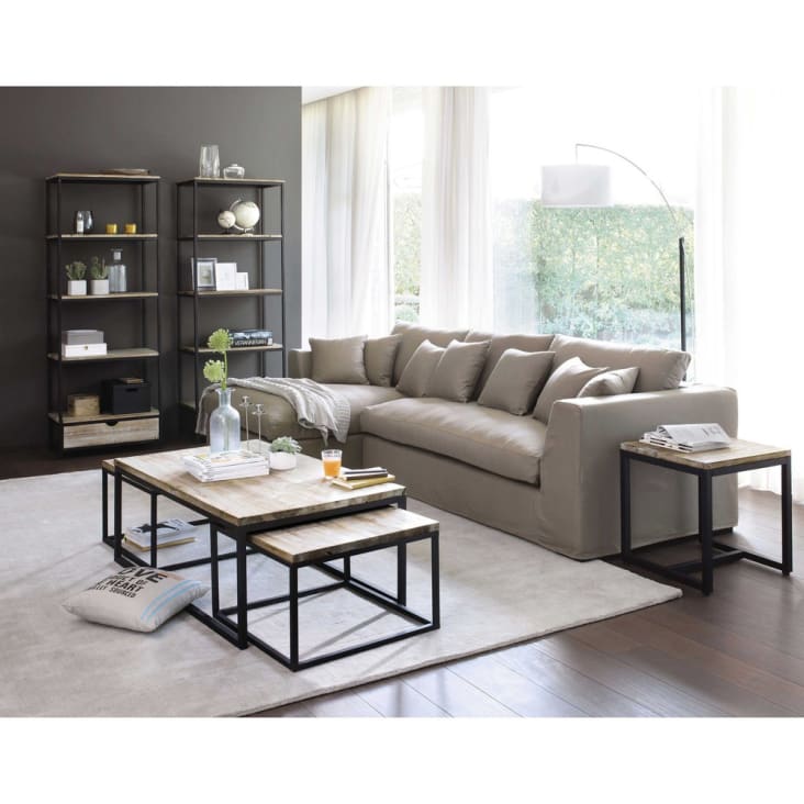 Maisons du Monde Long Island - Estantería industrial con 1 cajón de abeto macizo y metal Precios de Black Friday