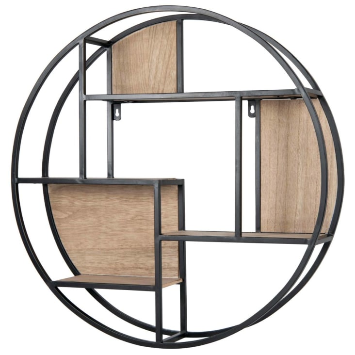 Maisons du Monde JOSHUA - Estantería redonda de metal color negro y marrón En oferta