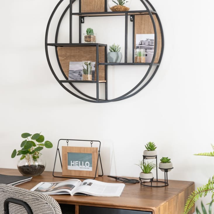 Maisons du Monde JOSHUA - Estantería redonda de metal color negro y marrón En oferta