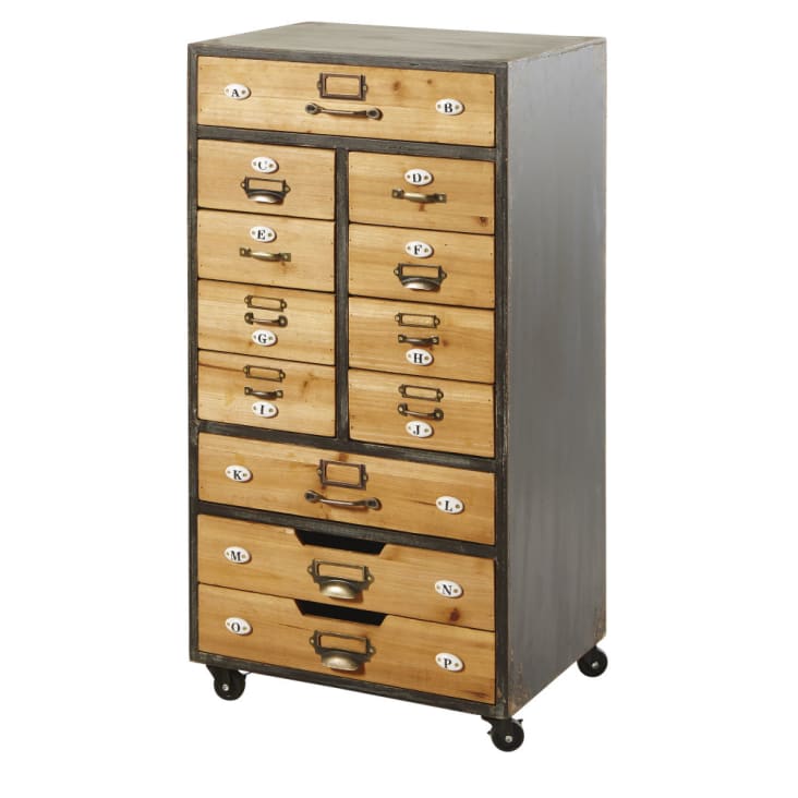 Maisons du Monde HAROLD - Mueble organizativo de 12 cajones con ruedas Libre de impuestos