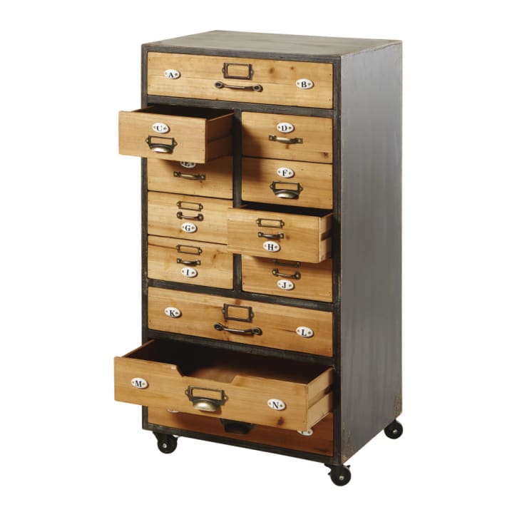 Maisons du Monde HAROLD - Mueble organizativo de 12 cajones con ruedas Libre de impuestos