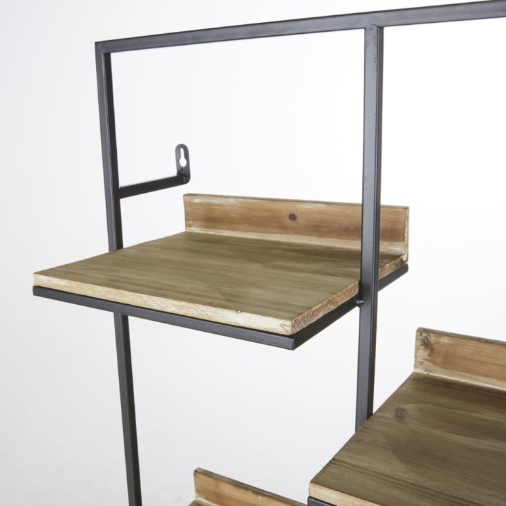 Maisons du Monde ROGER - Estantería de pared de madera de abeto y metal negro Oferta exclusiva