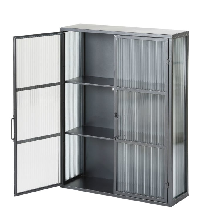 Maisons du Monde CARTER - Estantería de metal negro con 2 puertas de vidrio armado Descuento por venta flash