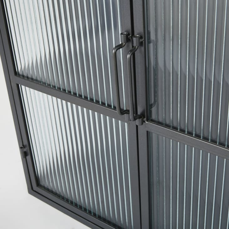 Maisons du Monde CARTER - Estantería de metal negro con 2 puertas de vidrio armado Descuento por venta flash