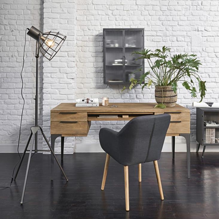 Maisons du Monde CARTER - Estantería de metal negro con 2 puertas de vidrio armado Descuento por venta flash
