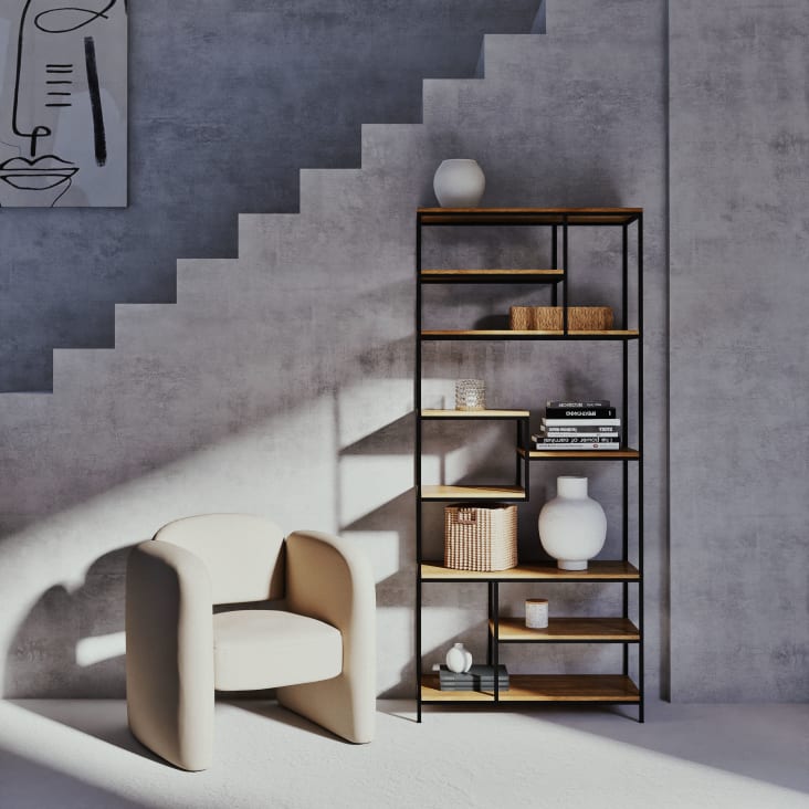 Maisons du Monde Segment - Estantería industrial de metal negro mate y mango Grandes ahorros
