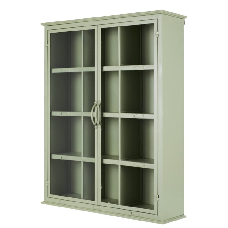 Maisons du Monde Estantería de hierro verde salvia con 2puertas de cristal Devoluciones gratuitas