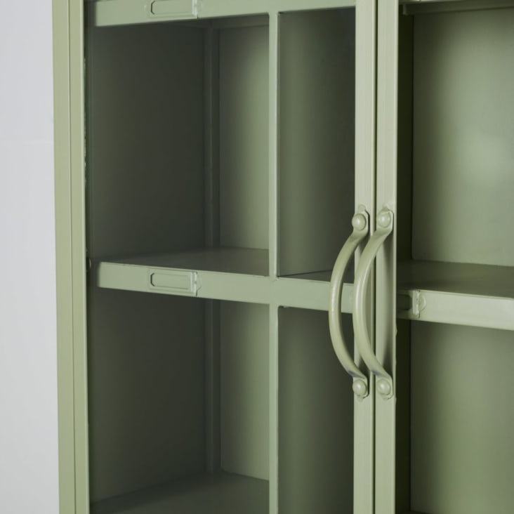Maisons du Monde Estantería de hierro verde salvia con 2puertas de cristal Devoluciones gratuitas
