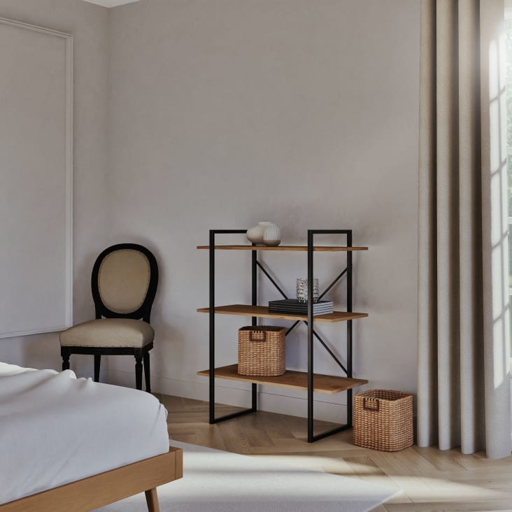 Maisons du Monde Staten - Estantería industrial en abeto macizo y metal negro Venta caliente
