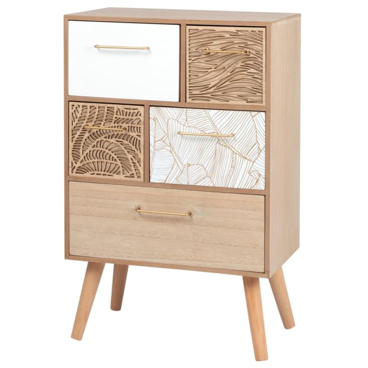 Maisons du Monde FOLIAGE - Pequeño mueble de almacenaje de 5 cajones con motivos decorativos Los más vendidos