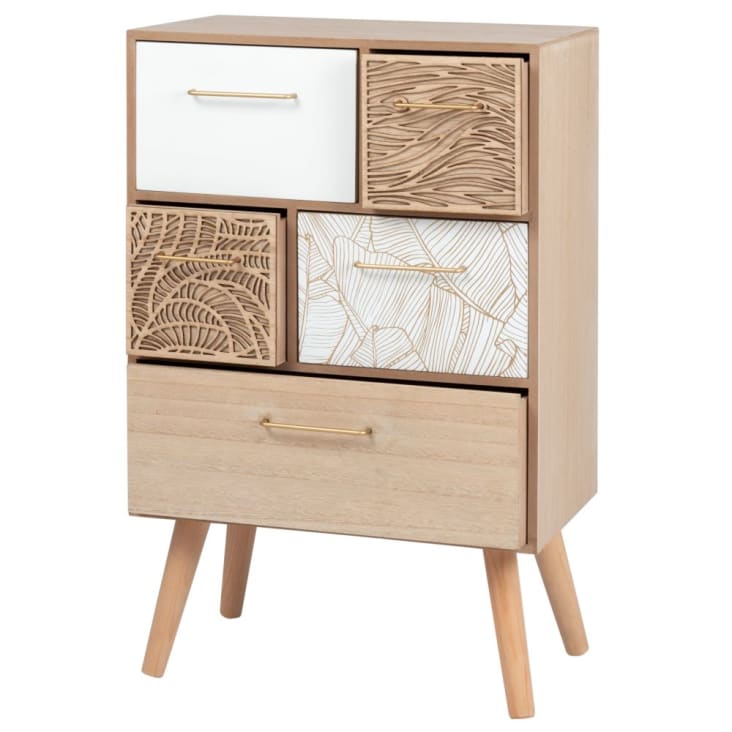Maisons du Monde FOLIAGE - Pequeño mueble de almacenaje de 5 cajones con motivos decorativos Los más vendidos