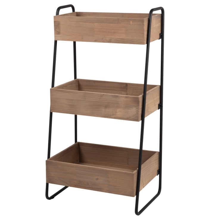 Maisons du Monde PATIO - Cajonera pequeña de metal negro y madera de pino Liquidación