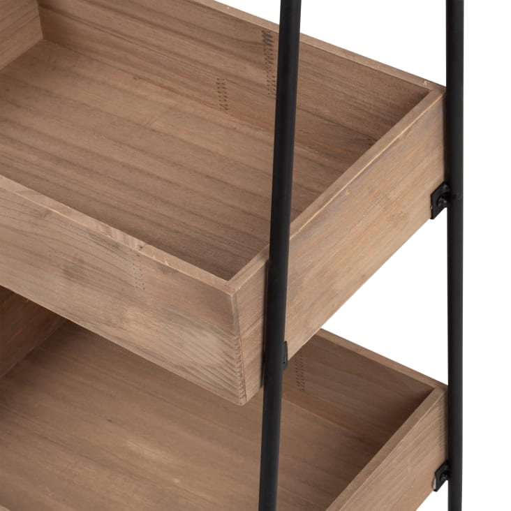 Maisons du Monde PATIO - Cajonera pequeña de metal negro y madera de pino Liquidación