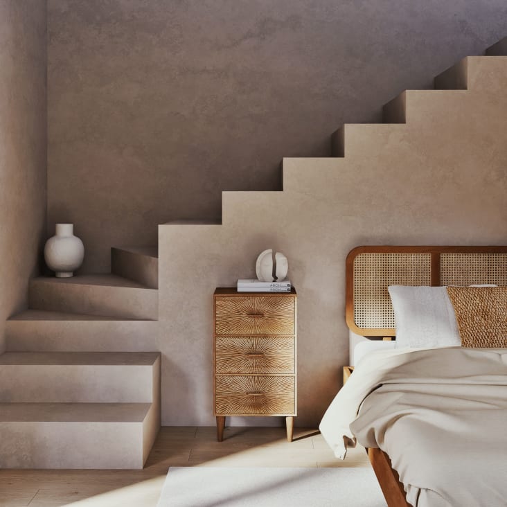 Maisons du Monde LOUISON - Cajonera pequeña marrón con 3 cajones Oferta especial