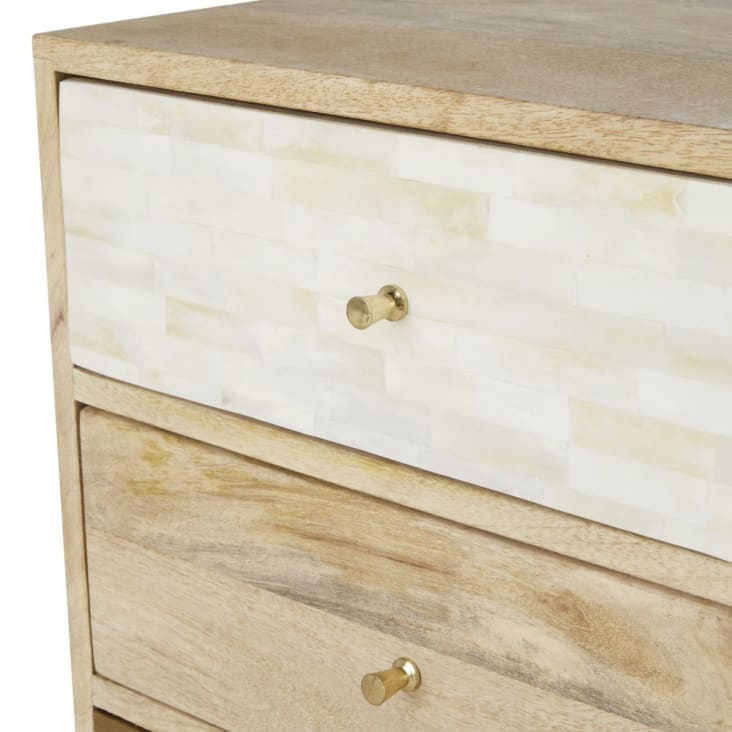 Maisons du Monde MARGUETI - Cajonera pequeña con 3 cajones marrón blanco y dorado COMPRAR AHORA