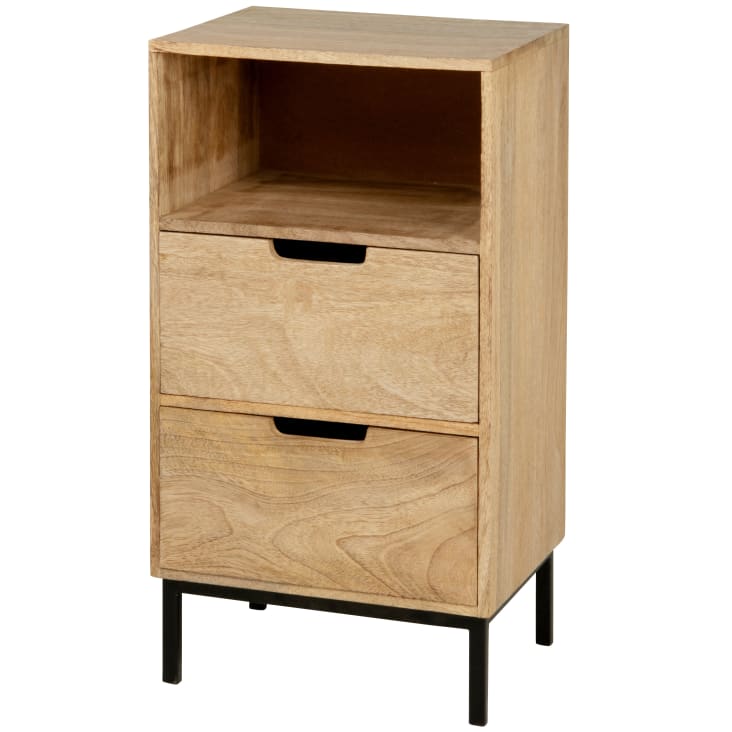 Maisons du Monde Carlata - Mueble pequeño con 1 nicho y 2 cajones en madera de mango y metal negro Último día