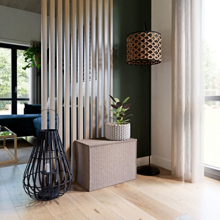 Maisons du Monde USSEL - Baúl de junco de mar trenzado y metal reciclado Promoción por tiempo limitado