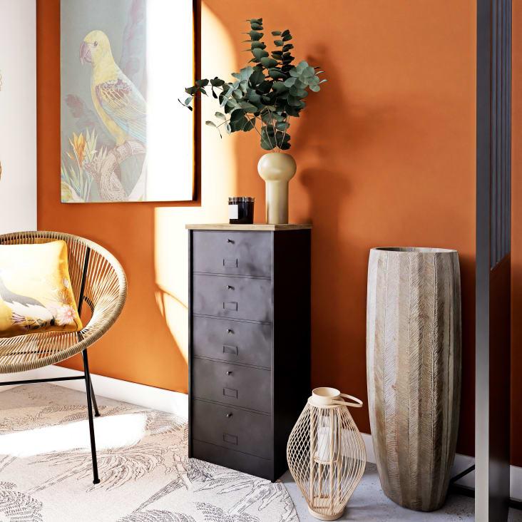 Maisons du Monde WYATT - Mueble pequeño con 5 cajones de madera de abeto y metal negro Liquidación