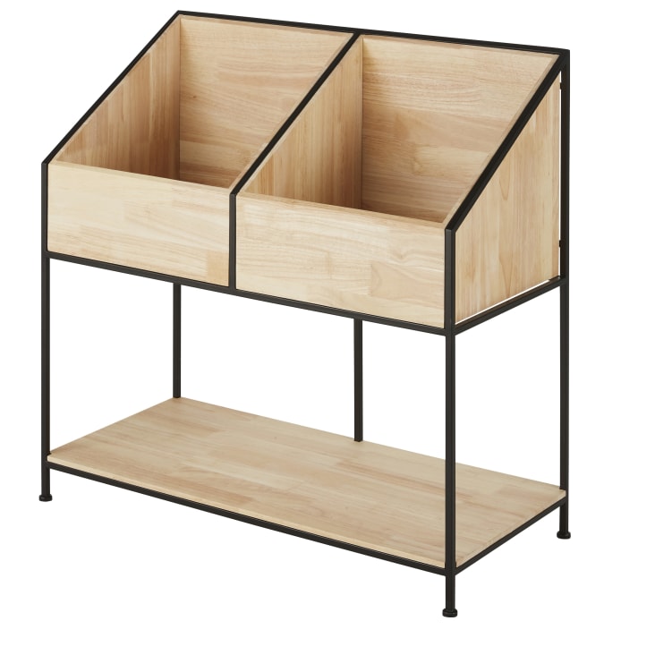 Maisons du Monde JIMMY - Cajonera para vinilos de madera de abeto y hierro reciclado negro Tienda de fábrica