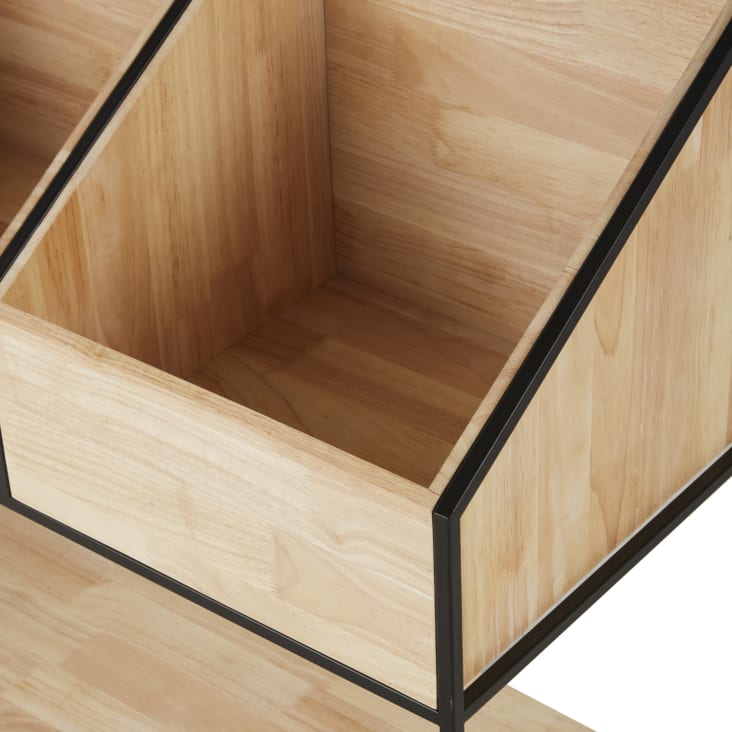 Maisons du Monde JIMMY - Cajonera para vinilos de madera de abeto y hierro reciclado negro Tienda de fábrica